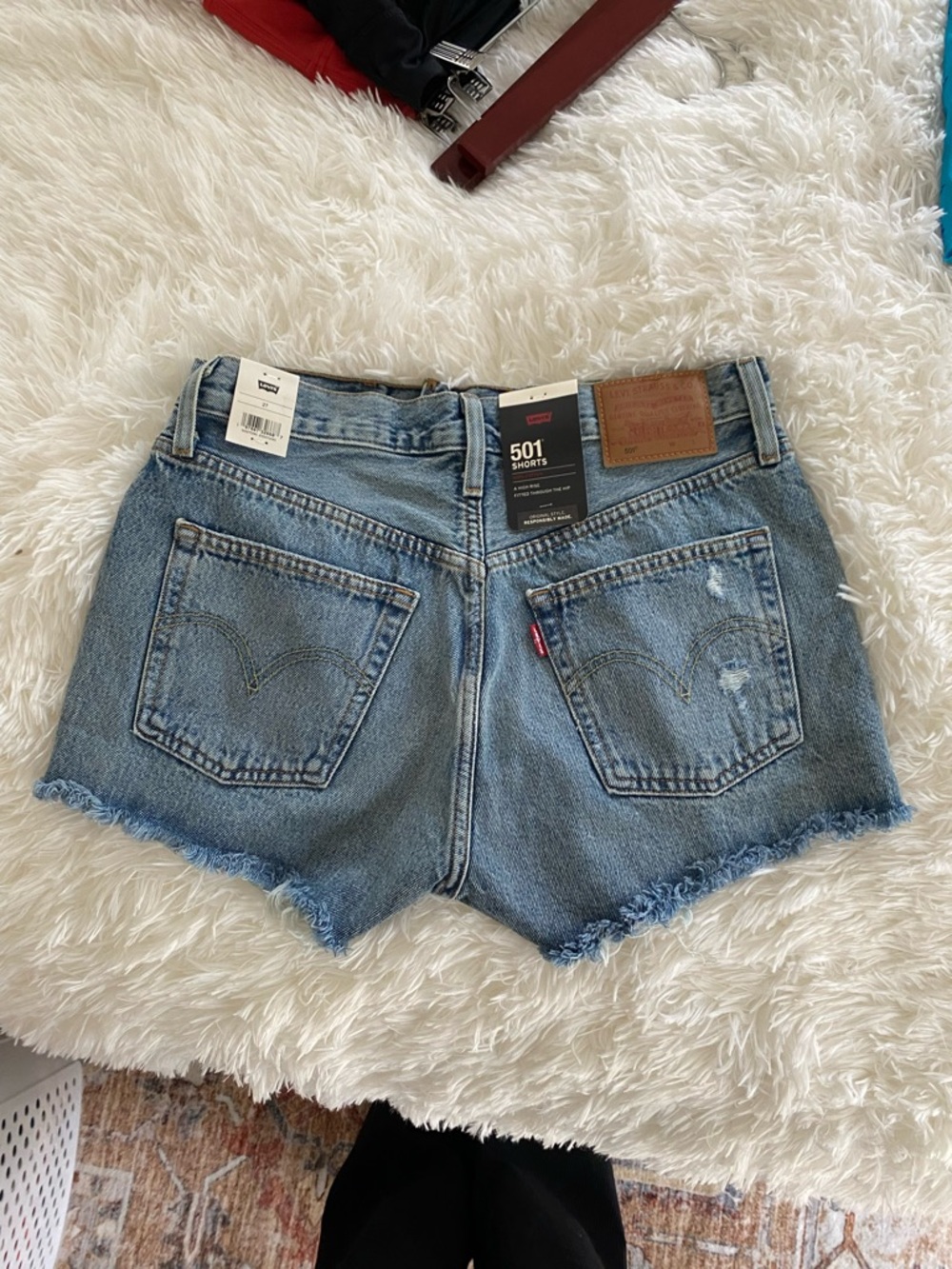 Levi's 501 Light Blue Cutoff Denim Shorts